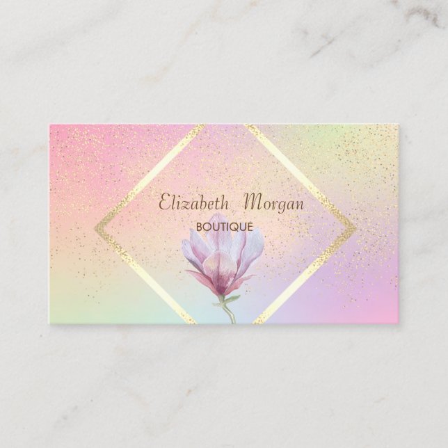 Goldrahmen, Confetti Wasserfarbe Magnolia Elegante Visitenkarte (Vorderseite)