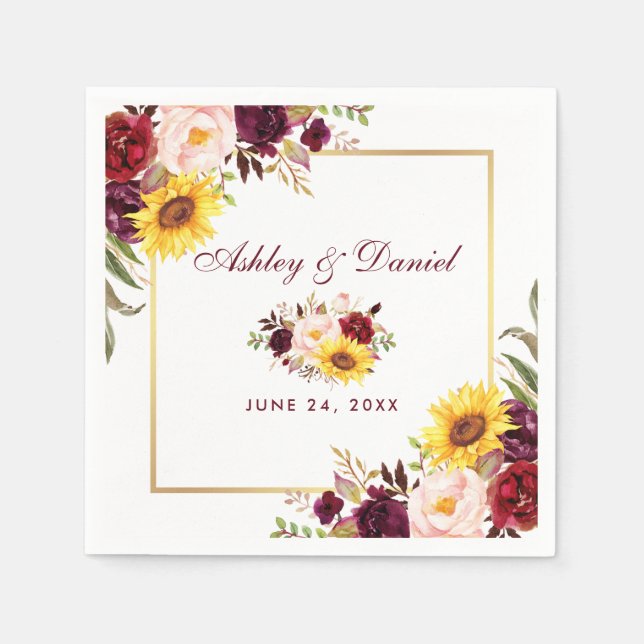 Goldrahmen für Hochzeitswasser Serviette (Vorderseite)