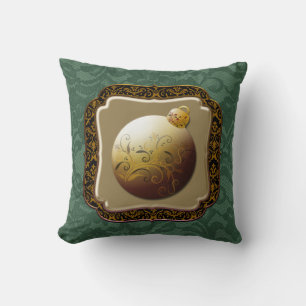 Goldrahmen-Glasverzierungen Smaragdfarbene Rose Im Kissen