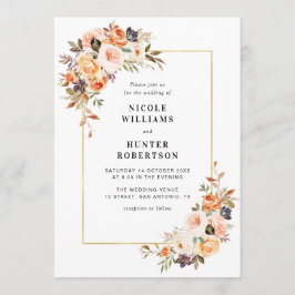 Goldrahmen Herbstblumenhochzeit Einladung