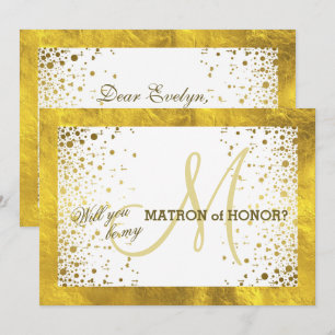 Goldrahmen-Konfetti Wirst du meine Trauzeugin sein Einladung