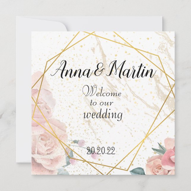 Goldrahmen mit Blume Einladung (Vorderseite)