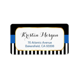 Goldrahmen mit Schwarz-weißen Streifen in Navy Blu Adressaufkleber