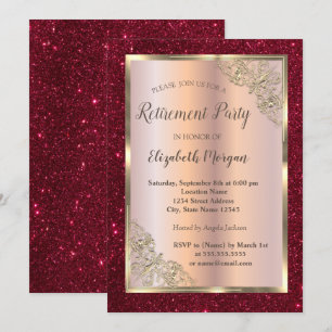 Goldrahmen, Roségold, Rot Glitter Rente Einladung
