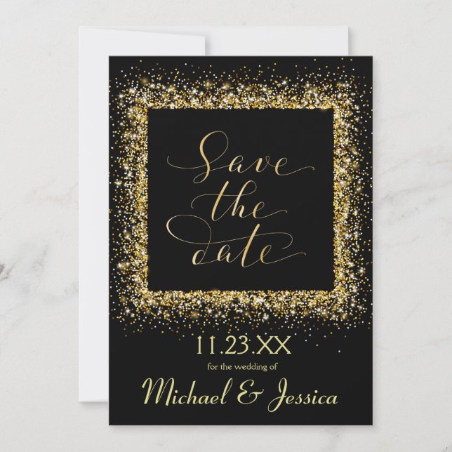 Goldrahmen - Save the Date Einladung (Vorderseite)