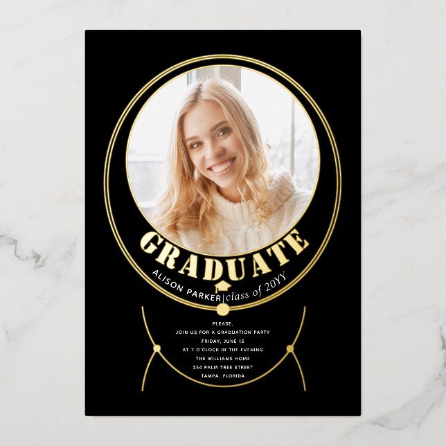 Goldrahmen Schmuck inspiriert Foto aus schwarzem A Folieneinladung (Vorderseite)