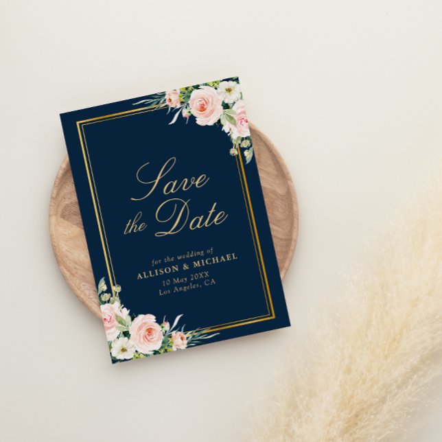 Goldrahmen-Seefahrer-Blütenkarte Save the Date Einladung (Von Creator hochgeladen)