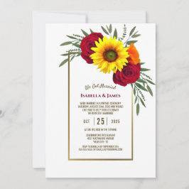Goldrahmen Sonnenblumen Rose Hochzeitsempfang Einladung