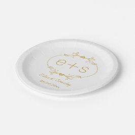 Goldrahmen und Initialen, elegante Monogramm Hochz Pappteller