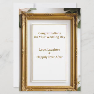 Goldrahmen und Rosen Hochzeitswunschkarte 🌹 Karte