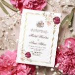 Goldrahmen Weiße florale islamische Hochzeit Einladung<br><div class="desc">Goldrahmen Weiße florale islamische Hochzeit</div>