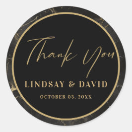 Goldrand aus schwarzem Marmor Runder Aufkleber