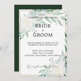 Goldrand Blumengrün Einladung Hochzeit