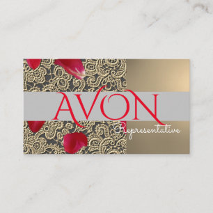 Goldrand und Rose Personalisiert Avon Visitenkarte
