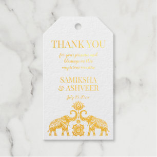 Goldrangoli Elefanten indische Hochzeit danke Geschenkanhänger