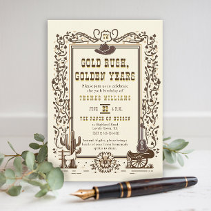 Goldrausch Golden Years Western Vintage Geburtstag Einladung