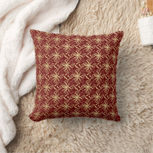 Goldrausch-Muster auf Maroon Red Throw Kissen