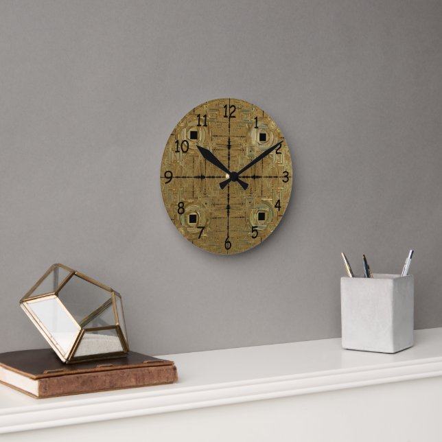 Goldrausch Runde Wanduhr (Büro)
