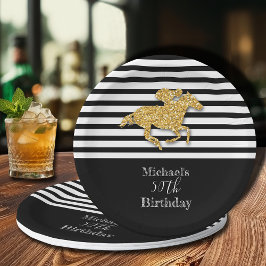 Goldrausch Schwarz-weiße Streifen Geburtstag Pappteller