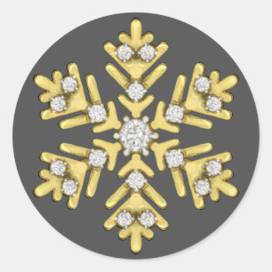 Goldrautenschneeflocke Runder Aufkleber