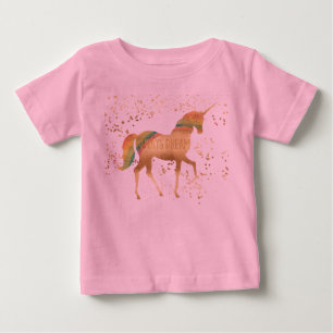 Goldregenbogen-Traum-Einhorn Baby T-shirt