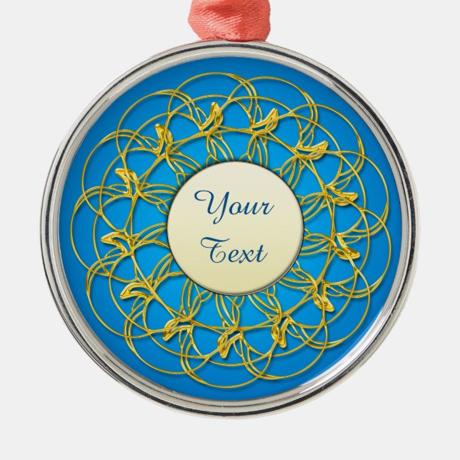 Goldrenkreis mit weißem Kreis mit Text Ornament Aus Metall (Vorne)