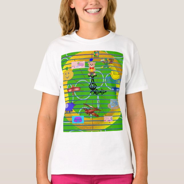 Goldring Flugzeug Bowtie Teddy Bear Geometric T-Shirt (Vorderseite)