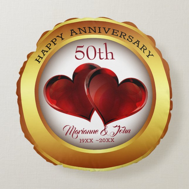 Goldring und Herz Rundes Kissen (Vorderseite)