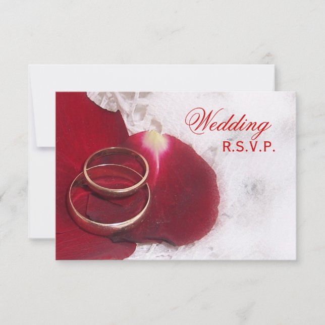 Goldrings Rose Petals Wedding RSVP Karte (Vorderseite)