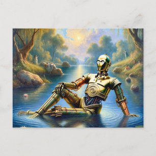 Goldrobot Ophelia im Wasser Postkarte
