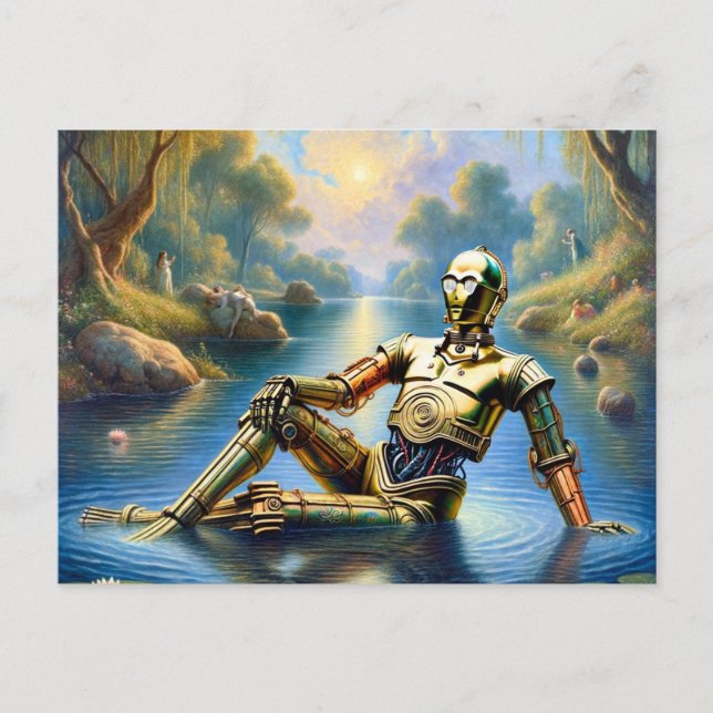 Goldrobot Ophelia im Wasser Postkarte (Vorderseite)