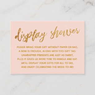 Goldröhren und Handschrift Blush Pink Display Dusc Begleitkarte