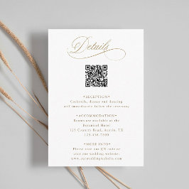 Goldromantische Kalligrafie QR Code Hochzeitdetail Begleitkarte