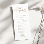 Goldromantische Wirble Kalligrafie-Hochzeit Menükarte<br><div class="desc">Dieses Hochzeitsmenü in Gold und Weiß mit Wirblen Kalligraphiebuchstaben mit Ihren Namen. Für eine weiter gehende Anpassung dieses Designs klicken Sie bitte auf den BUTTON BLAU DESIGN TOOL oben!</div>
