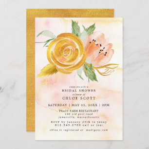 Goldrosa Brautparty Einladung