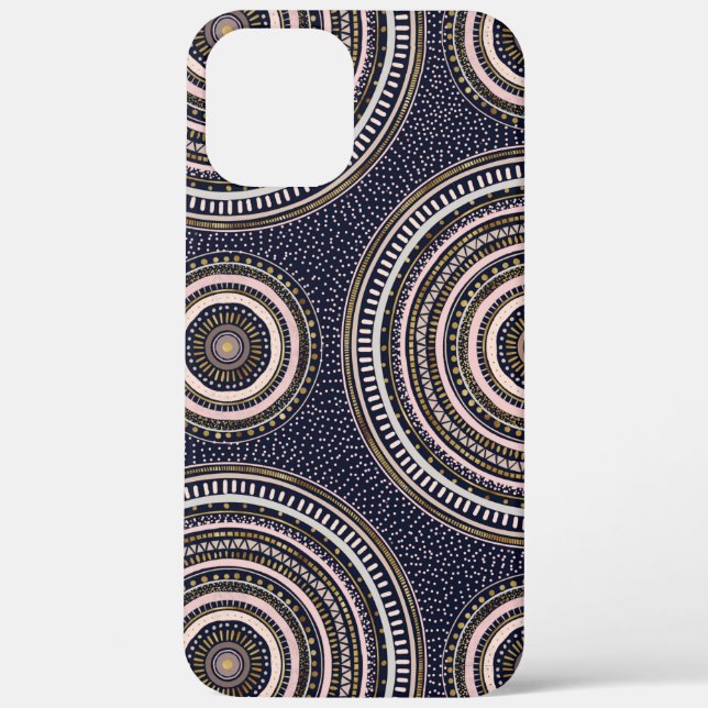 Goldrosa geometrische Doodles Blue Mandala Case-Mate iPhone Hülle (Rückseite)