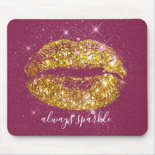 Goldrosa schicke Schein-Lippen Mousepad