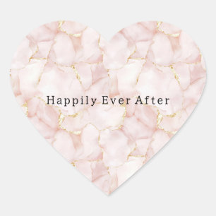 Goldrosé Rosenblüten Florale Hochzeit Herz-Aufkleber