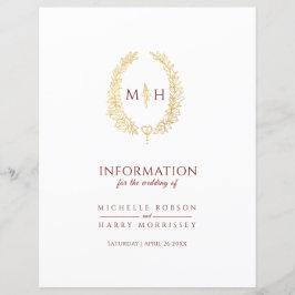 Goldrot-Monogramm-Hochzeitsgast-Informationen