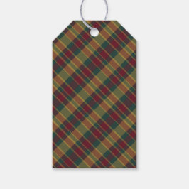 Goldrot und grüne Weihnachtsdrucke Kariert Geschenkanhänger