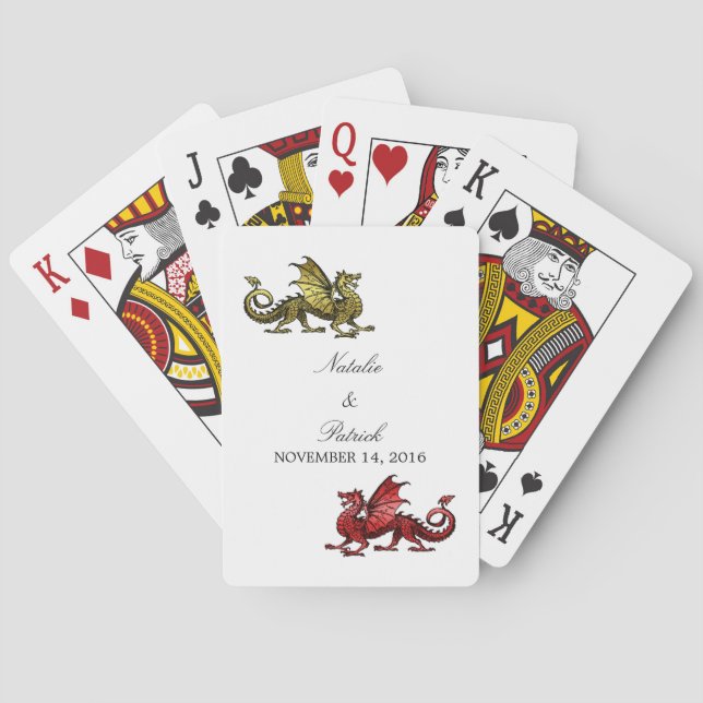 Goldrote Drache-Hochzeits-Spielkarten Spielkarten (Rückseite)