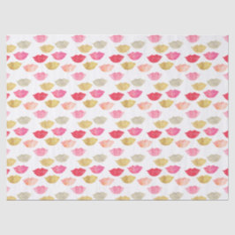 Goldrote rosa Aquarell-Lippen Seidenpapier