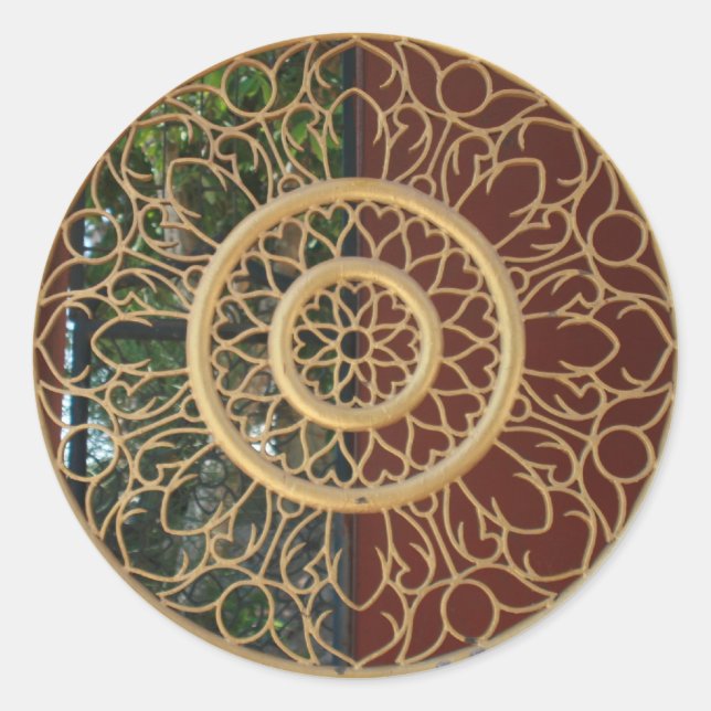 Goldrunde Delikatesse Runder Aufkleber (Vorderseite)