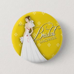 Goldruten-Gelb und Weiße Vintage-Brautparty-Nadel Button