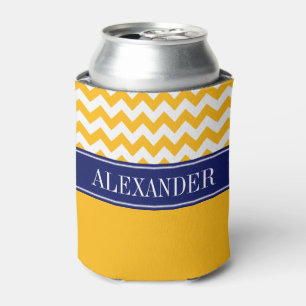 Goldruten Weiß Chevron CB Marine Name Monogramm Dosenkühler