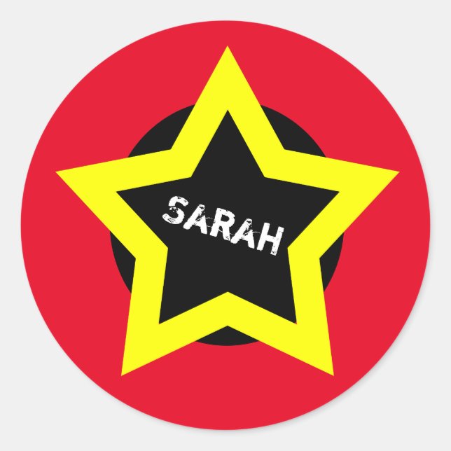 Golds Star & Top-Wertungs-Sticker (Sarah) Runder Aufkleber (Vorderseite)