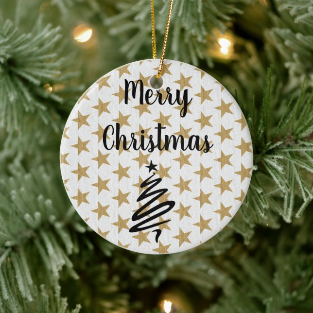 Golds Stars Weihnachten Keramik Ornament (Baum)
