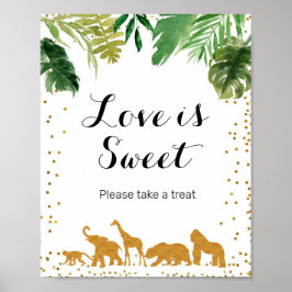 Goldsafari-Tier Wasserfarbe Liebe ist Sweet Sign Poster
