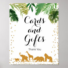 Goldsafari-Tier Wasserfarbkarten und Geschenkzeich Poster