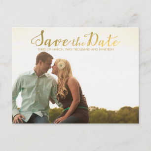 GoldSave the Date Typografie-Mitteilung Postkarte